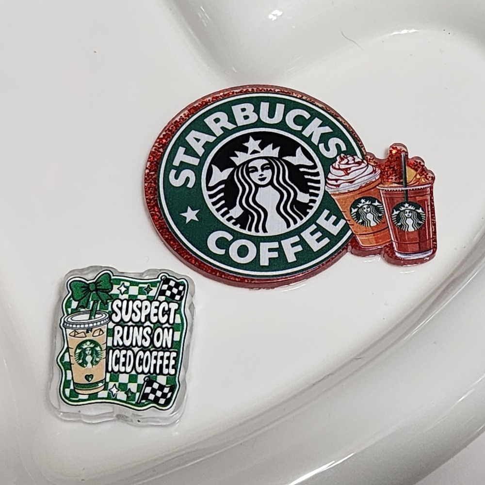 Iced Coffee Flatback Focal Bead Keychain Beaded Pen Phone Chain SB Badge